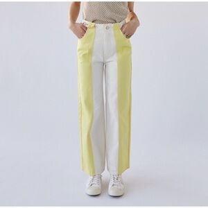BDG High & Wide Jean Colorblock Yellow White, size 26